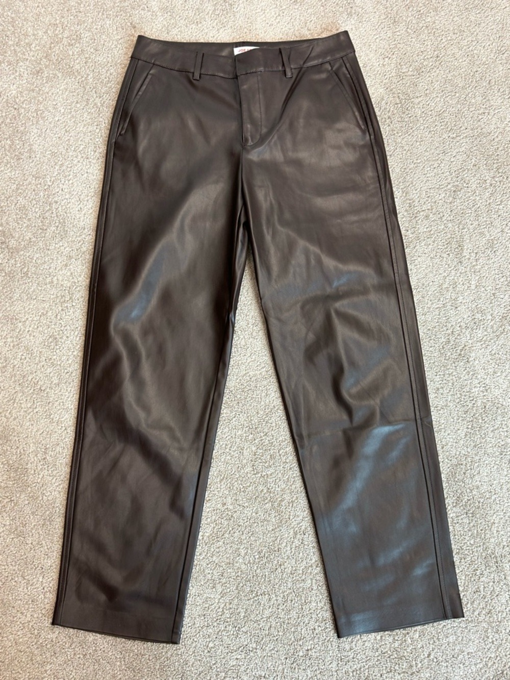 Classic Black Faux Leather Straight-Leg Pants